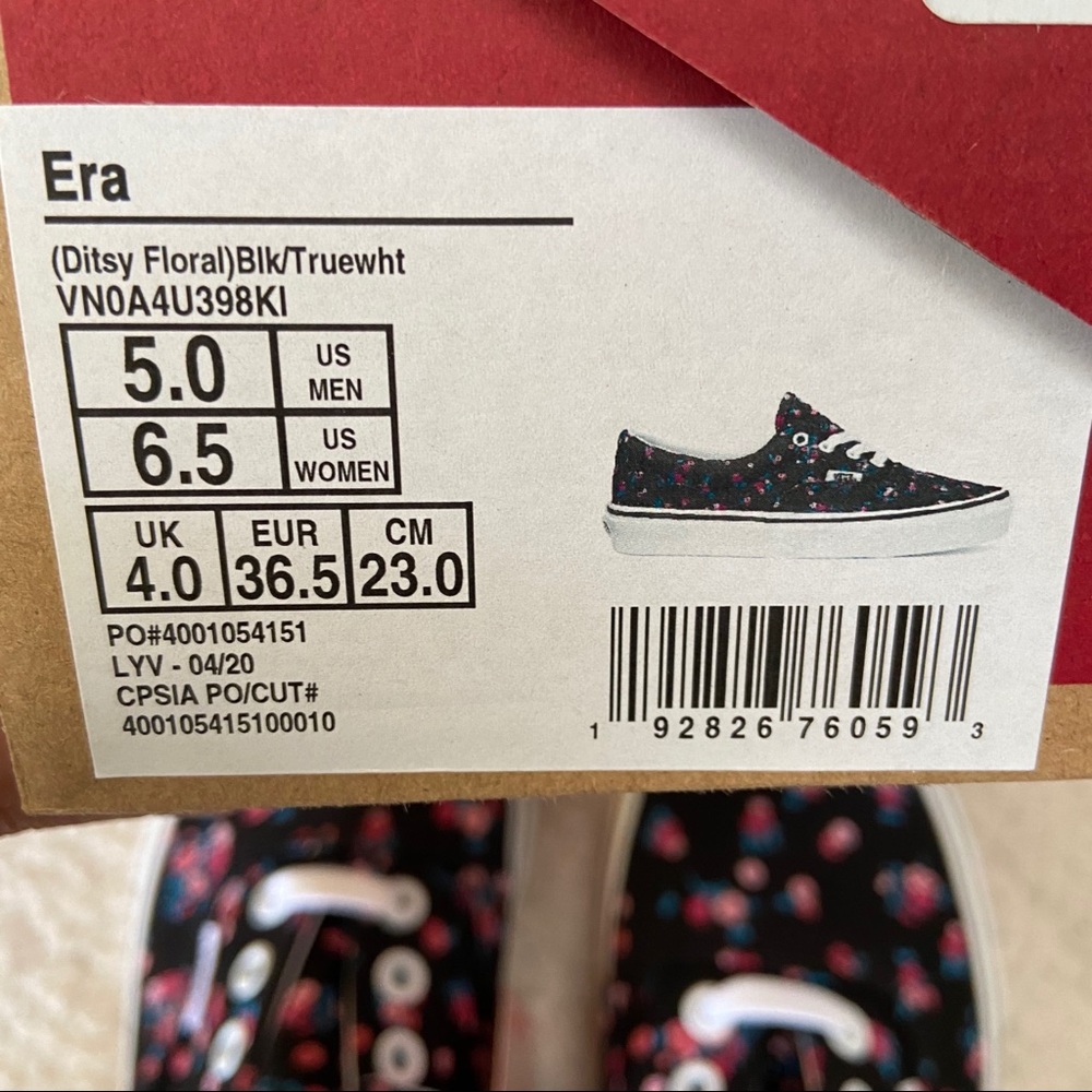NWT Vans Era Floral Skate Sneakers W 7, M 5.5 - Picture 9 of 10